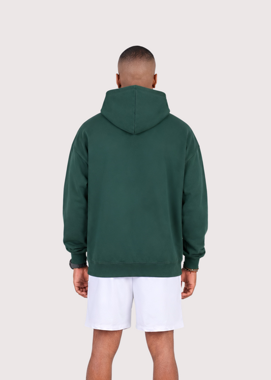 Royal Green Edge French Terry hoodie for men, back view – Rewind Apparel Dubai