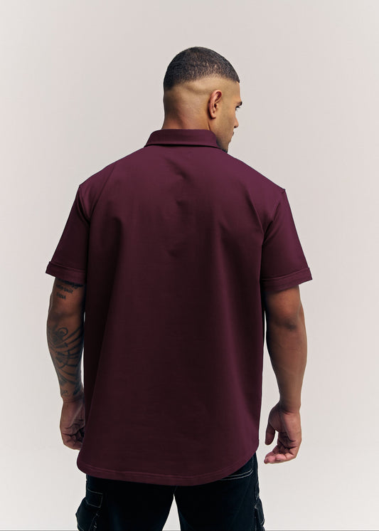 Maroon Eternal relaxed fit polo t-shirt for men, back view – Rewind Apparel Dubai