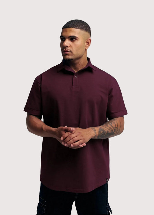 Maroon Eternal Relaxed Fit Polo, comfortable casual polo, front view