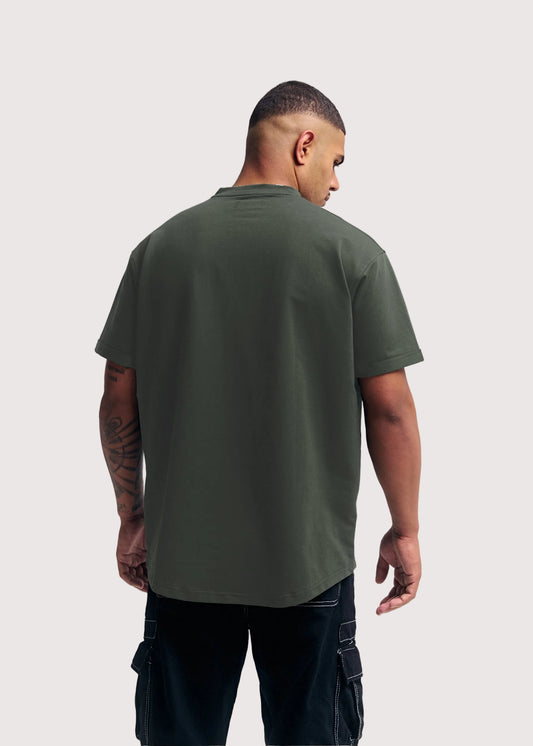 Navy Green Eternal relaxed fit t-shirt for men, back view – Rewind Apparel Dubai