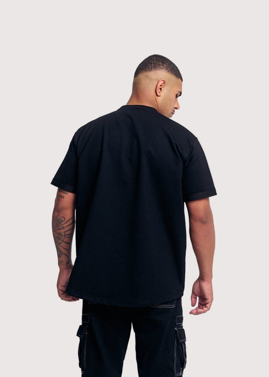 Black Eternal Relaxed Fit T-Shirt, comfortable casual t-shirt, back view